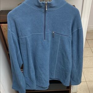 Vintage Men's Blue Half-Zip Fleece Sweater